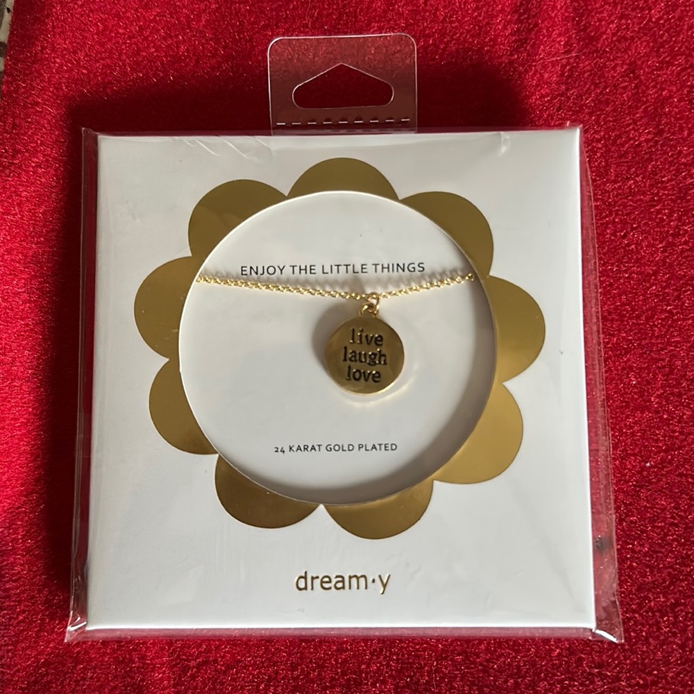 LIVE-LOVE-LAUGH Dream-y ENJOY THE LITTLE THINGS Necklace 14 Karat Gold Plated